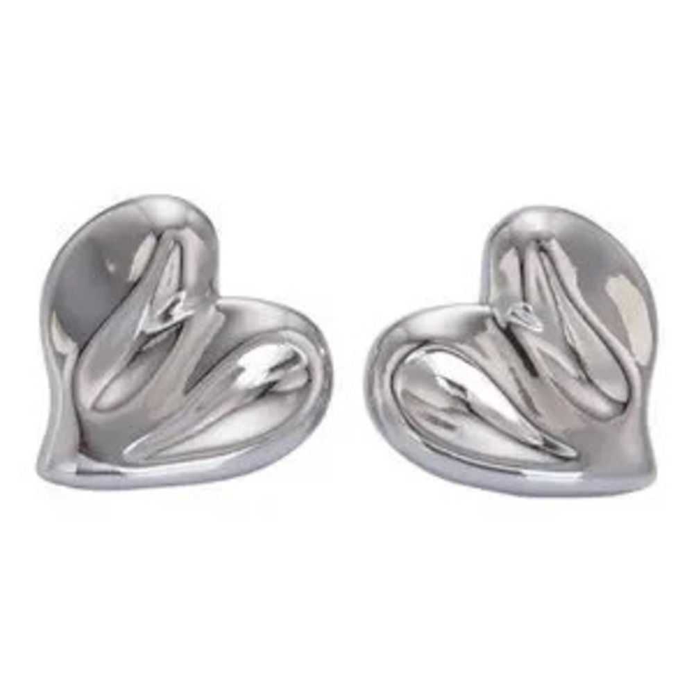 Silver Textured Heart Earrings (7001)
